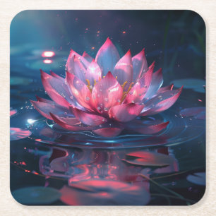 Porta-copo De Papel Quadrado Arte Digital Lotus Flower