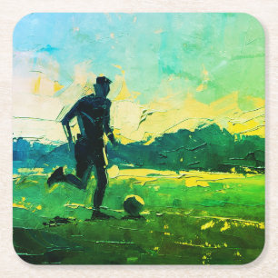 Porta-copo De Papel Quadrado "Arte do Futebol" (Estilo 4) Pintura a Óleo 