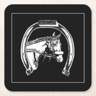 Porta-copo De Papel Quadrado Arte do risco do cavalo e da ferradura