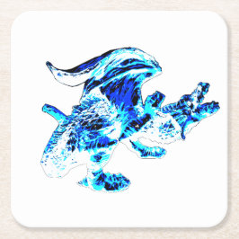 Porta-copo De Papel Quadrado Arte Fantasia Dragão Alado Crystal Frost