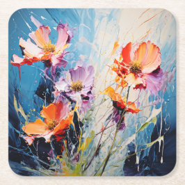 Porta-copo De Papel Quadrado Arte Floral