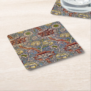 Porta-copo De Papel Quadrado Arte Floral Azul Naval William Morris Wandle