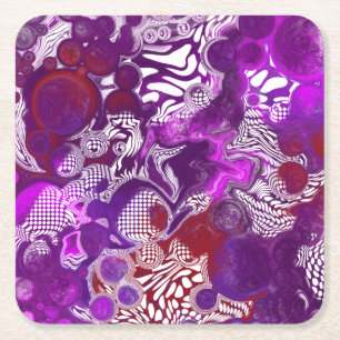 Porta-copo De Papel Quadrado Arte Fluida Vermelha Roxa Abstrato moderna