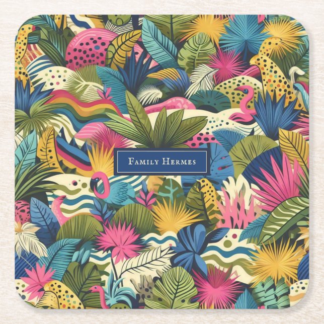 Porta-copo De Papel Quadrado Arte moderna da selva Morris (Frente)