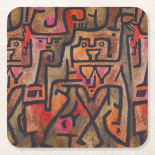 Porta-copo De Papel Quadrado Arte Moderna Expressionista Abstrata da Floresta d