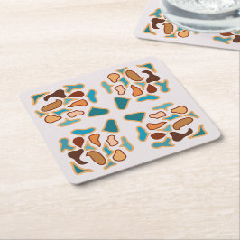 Porta-copo De Papel Quadrado Arte Padrão do Tom Terra Abstrato do Sudoeste