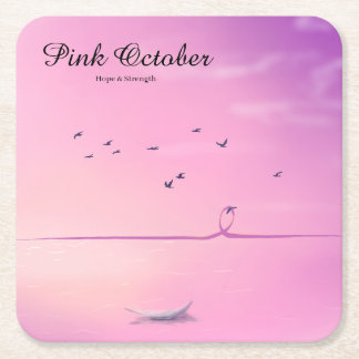 Porta-copo De Papel Quadrado Arte Pastel Outubro Rosa