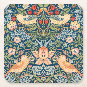 Porta-copo De Papel Quadrado Arte Vintage de Lindos Pássaros, Ladrão de Morango