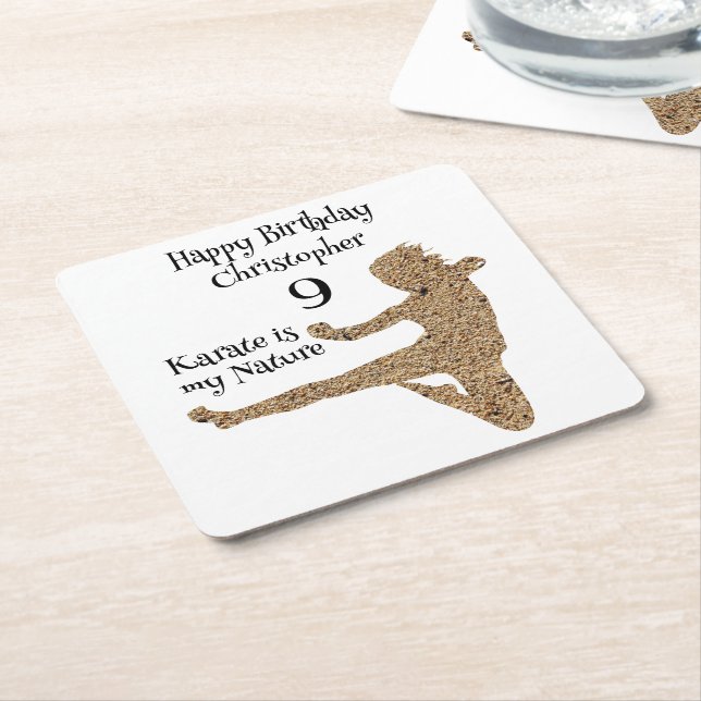 Porta-copo De Papel Quadrado Artes Marciais Negras e Brancas Karate Parabéns (Inclinado)