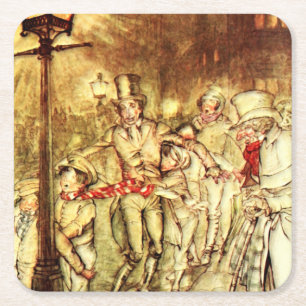 Porta-copo De Papel Quadrado Arthur Rackham - A Christmas Carol - Street