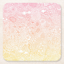 Porta-copo De Papel Quadrado Artista de Cena de Jardim Aniversário Peach