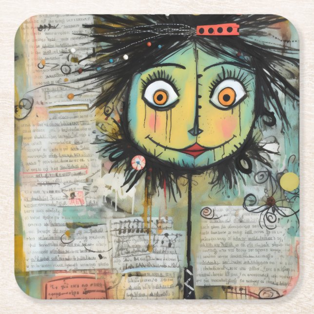 Porta-copo De Papel Quadrado ArtLady 16 Encantada e angustiada (Frente)