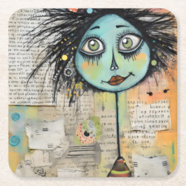 Porta-copo De Papel Quadrado ArtLady 2 encantadora e angustiada