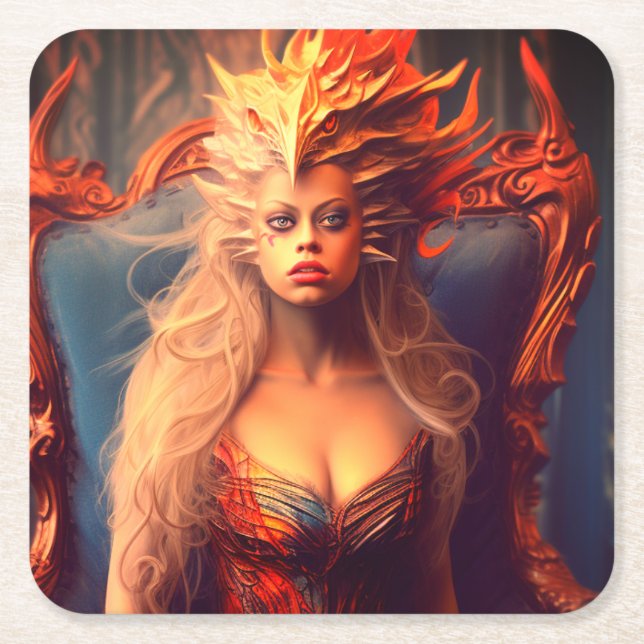 Porta-copo De Papel Quadrado Artsy Lady (Frente)