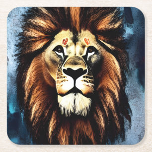 Porta-copo De Papel Quadrado Artsy Wild African Lion