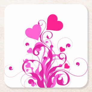 Porta-copo De Papel Quadrado Árvore de Corações de Amor-25053