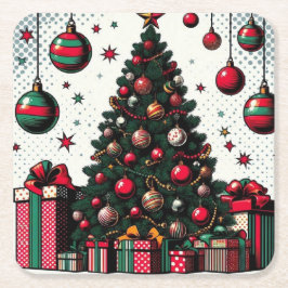 Porta-copo De Papel Quadrado árvore de Natal