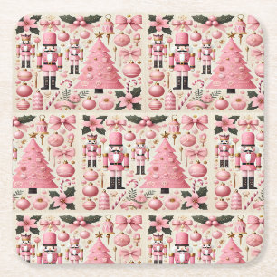 Porta-copo De Papel Quadrado Árvore de Natal Batedeira de Noz Cor-de-Rosa