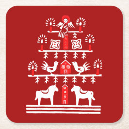 Porta-copo De Papel Quadrado Árvore de Natal branca branca, branca e festiva, b