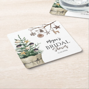 Porta-copo De Papel Quadrado Árvore de Natal Chá de panela Boho Winter