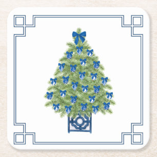Porta-copo De Papel Quadrado Árvore de Natal Chinoiserie