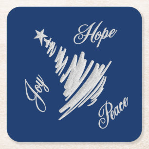 Porta-copo De Papel Quadrado Árvore de Natal da paz da esperança da alegria