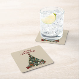 Porta-copo De Papel Quadrado Árvore de Natal de Papel Coaster