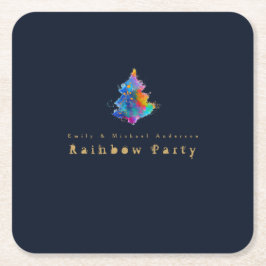 Porta-copo De Papel Quadrado Árvore de Natal Personalizada de Chuva de Cores Mo