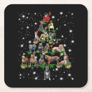Porta-copo De Papel Quadrado Árvore De Natal Pitbull Abrangida Pela Lâmpada