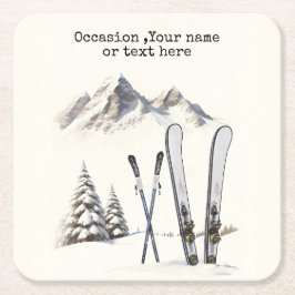 Porta-copo De Papel Quadrado Árvore de neve russa de aquarela