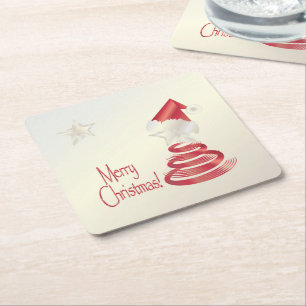 Porta-copo De Papel Quadrado Árvore do Papai Noel