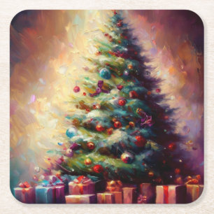 Porta-copo De Papel Quadrado Árvore Natal 3