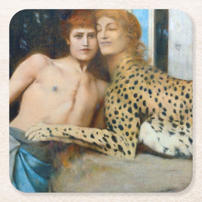 Porta-copo De Papel Quadrado As Carícias, Fernand Khnopff (Frente)