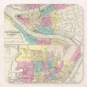 Porta-copo De Papel Quadrado As cidades de Pittsburgh Allegheny Cincinnati