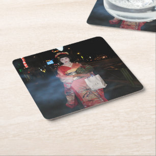 Porta-copo De Papel Quadrado Asakusa Geisha Neo Tóquio