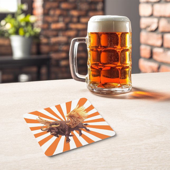 Porta-copo De Papel Quadrado Asas de Buffalo com Starburst Laranja (Criador carregado)