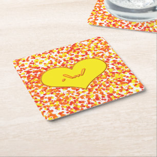 Porta-copo De Papel Quadrado ASL-I Te Amo com Coração por Shirley Taylor