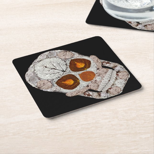 Porta-copo De Papel Quadrado Aspen Folha Crânio 11 (Inclinado)