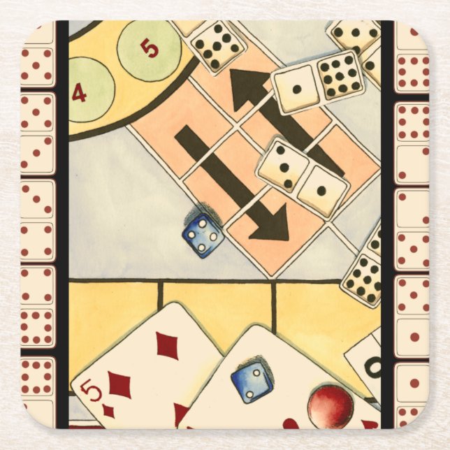 Porta-copo De Papel Quadrado Assórdio Embrulhado de Jogos de Oportunidade (Frente)