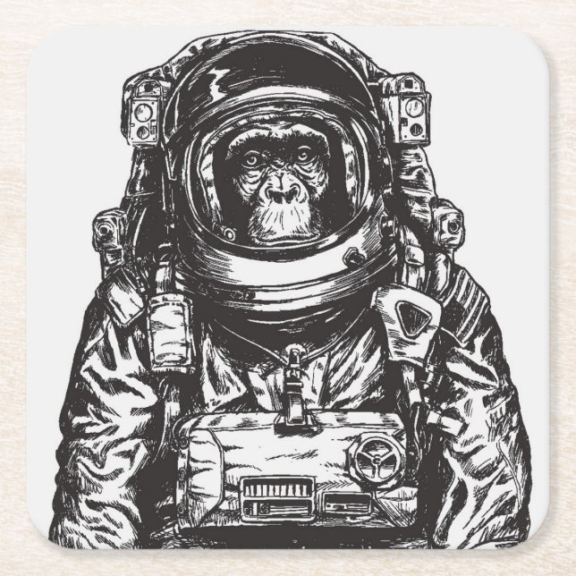 Porta-copo De Papel Quadrado Astronauta do macaco (Frente)