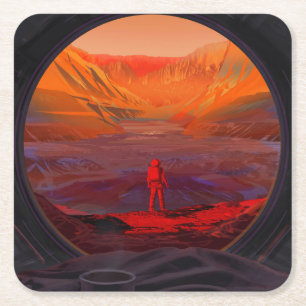 Porta-copo De Papel Quadrado Astronauta Em Marte