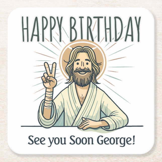 Porta-copo De Papel Quadrado "Até logo", presente de aniversário, 55 (Frente)