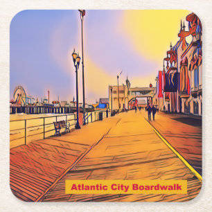 Porta-copo De Papel Quadrado Atlantic City Boardwalk Pop Art