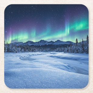 Porta-copo De Papel Quadrado Aurora Boreal