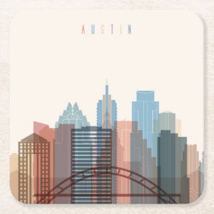 Porta-copo De Papel Quadrado Austin, skyline da cidade de Texas  