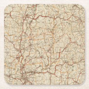 Porta-copo De Papel Quadrado Automobile map Massachusetts Vintage Geographic ca