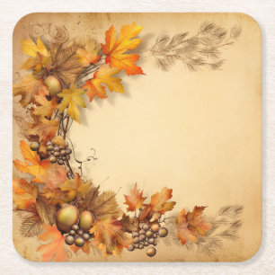 Porta-copo De Papel Quadrado Autumn Glimmer: Colheita de Wreath