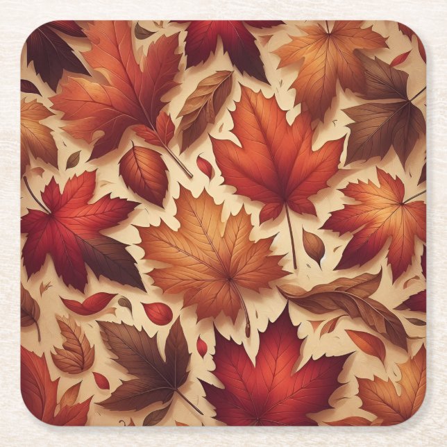 Porta-copo De Papel Quadrado Autumn Leaves Wall Art (Frente)