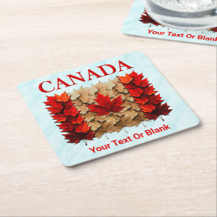 Porta-copo De Papel Quadrado Autumn Maple Leaf Canada Flag