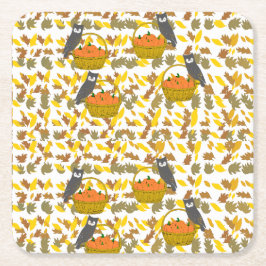 Porta-copo De Papel Quadrado Autumn Pumpkin Pattern Disposable Paper Coasters